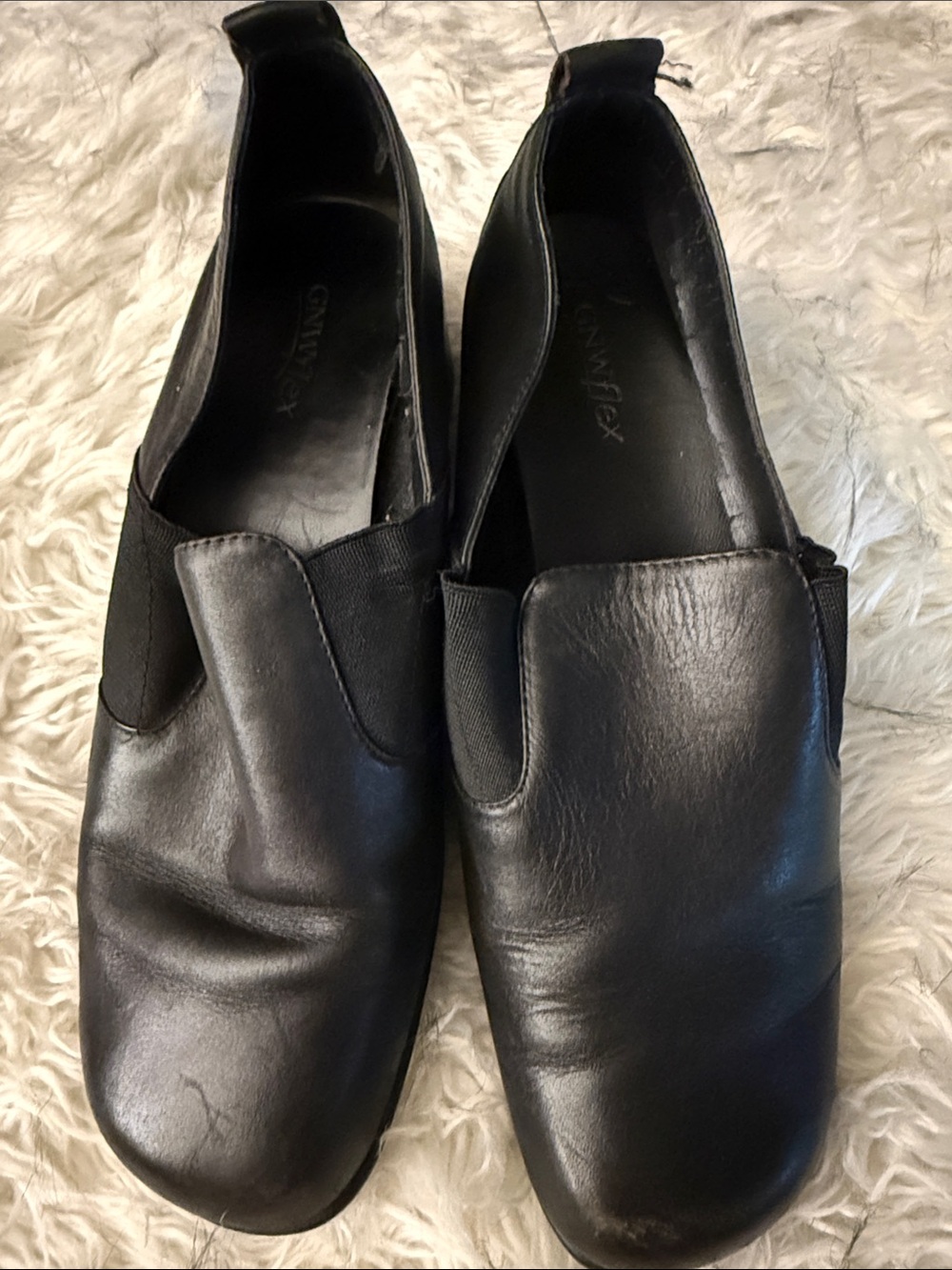 Woman’s  Black Slip-On Leather Loafers - ComfortFit